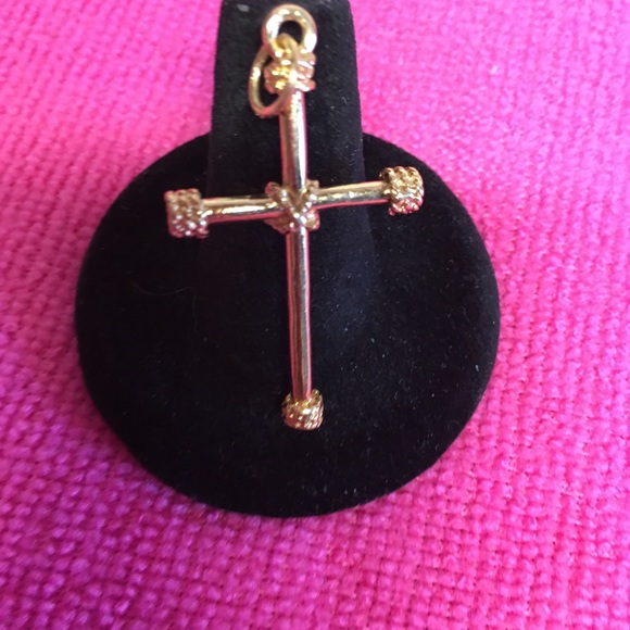 Golden Cross with rope ties pendant - Picture 4 of 5